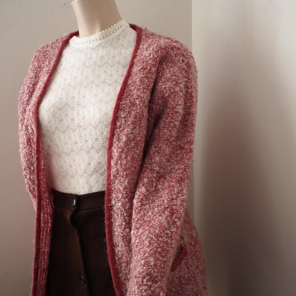 Vintage Simpsons fuzzy pink cardigan